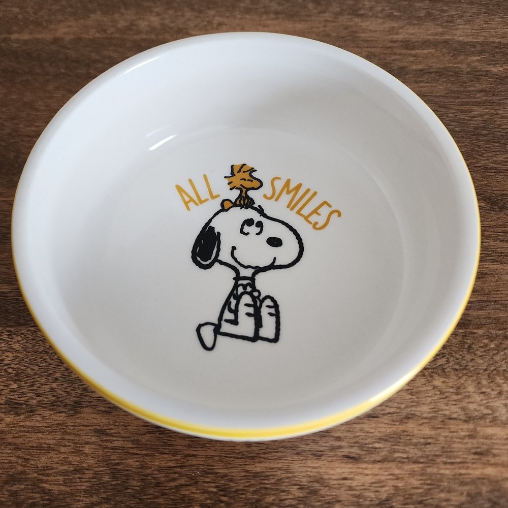 Snoopy Dog Bowl with Yellow Rim - Picture 2 of 5